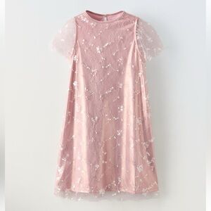 Zara Pink Lace Overlay Dress